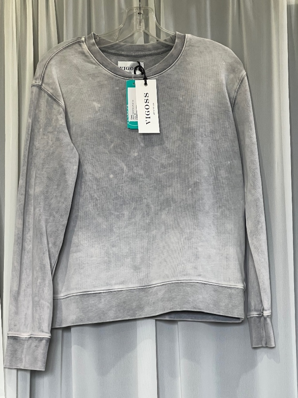NEW! Vigoss WYATT French Terry Acid Wash Crewneck Sweatshirt Gray Medium NWT